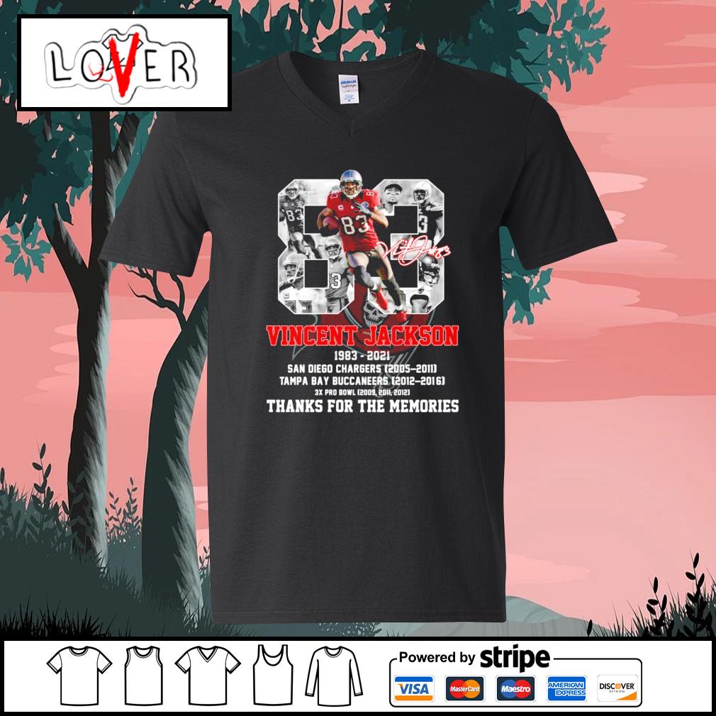 88 Vincent Jackson 1983 2021 San Diego Chargers Tampa Bay Buccaneers thanks  for the memories shirt, hoodie, sweater, long sleeve and tank top