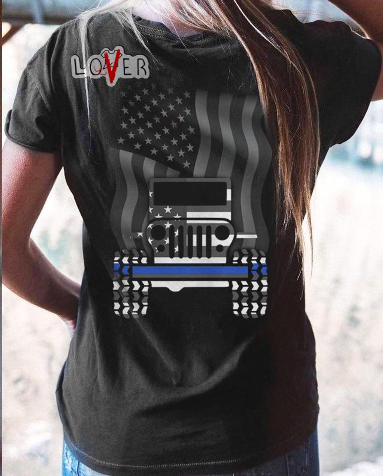 The thin blue line American Flag thin blue line Jeep shirt, Hoodie