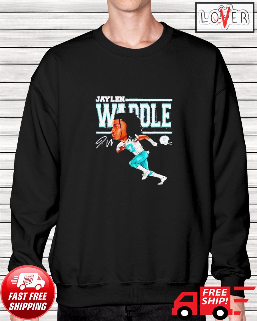 Miami Football Jaylen Waddle Cartoon signature shirt, hoodie, sweater and  v-neck t-shirt