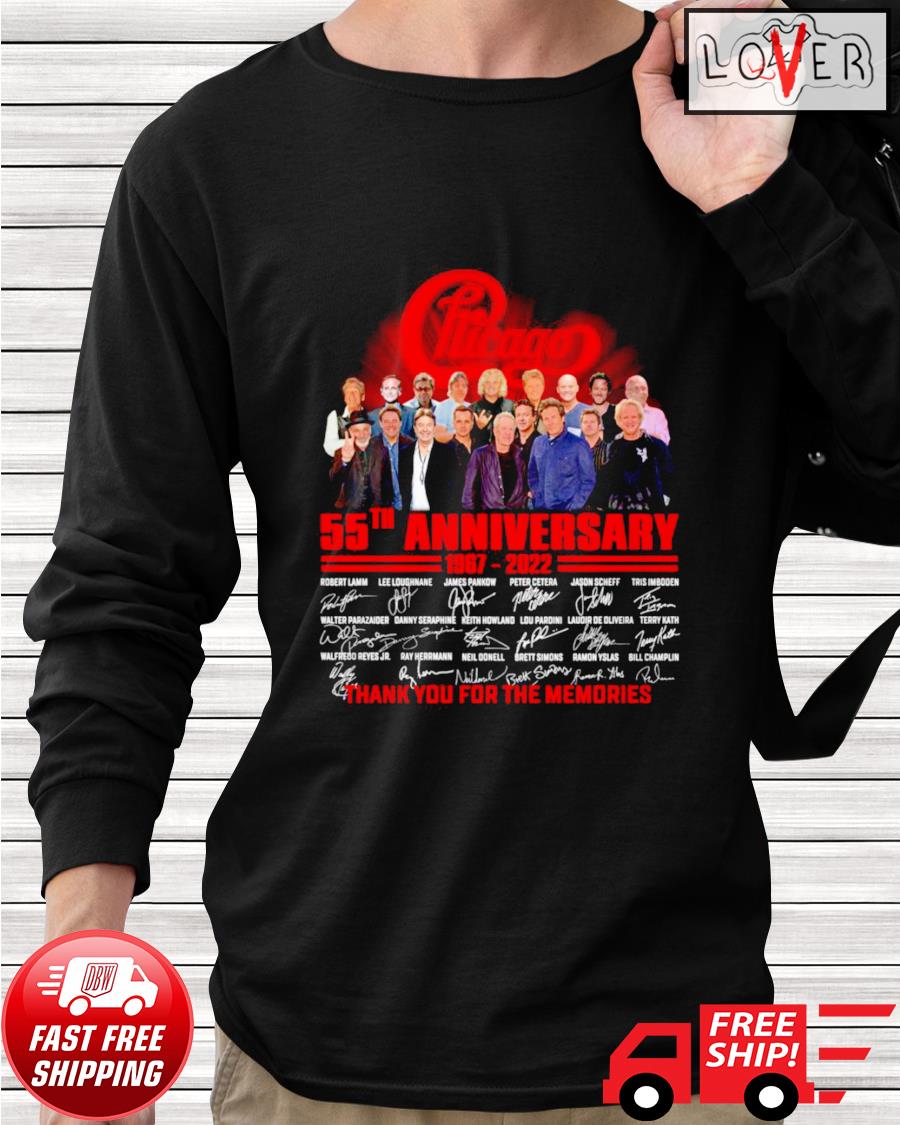 Chicago rock band 55th anniversary 1967 2022 signature 2023 white design  tee shirt, hoodie, sweater, long sleeve and tank top