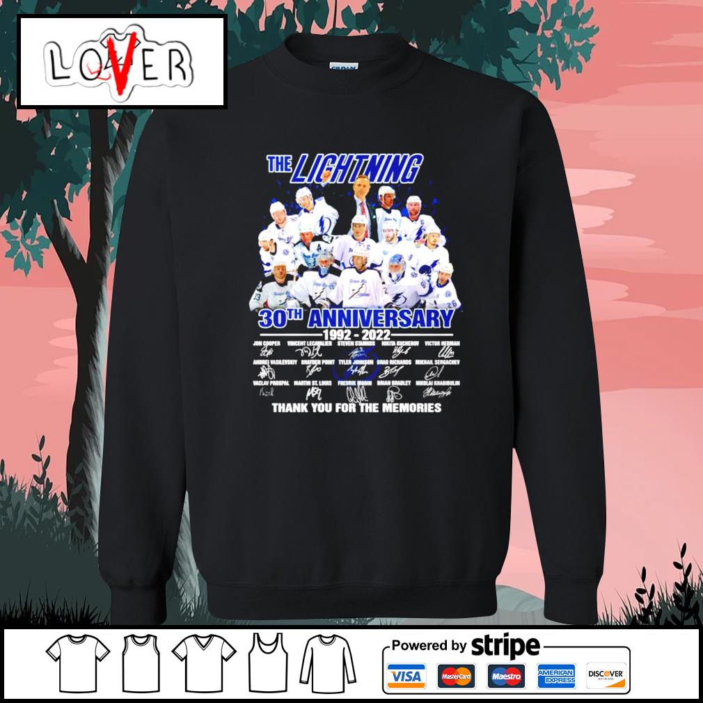 Tampa Bay Lightning 30th Anniversary 1992 2022 Thank You For The Memories  signatures shirt, hoodie, sweater, long sleeve and tank top