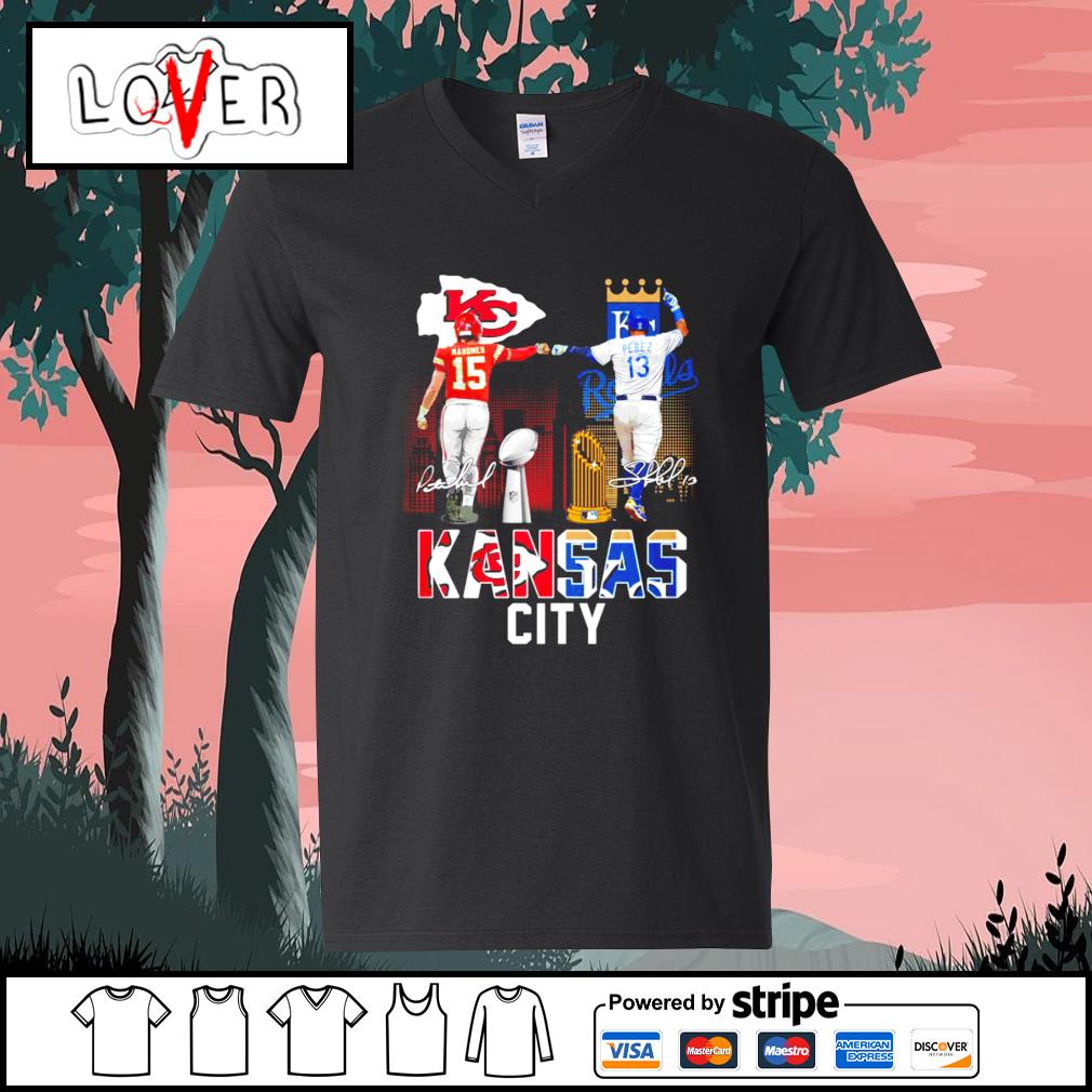 Kansas city Chiefs Patrick Mahomes and Kansas city Royals Salvador Perez  signatures t-shirt, hoodie, sweater, long sleeve and tank top