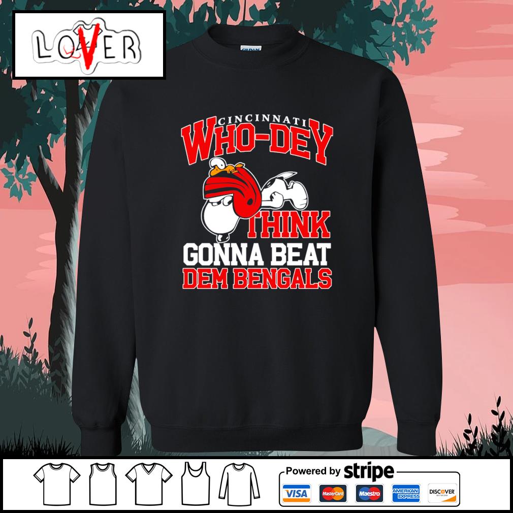 Snoopy Cincinnati who dey think gonna beat dem bengals shirt, hoodie,  sweater and v-neck t-shirt