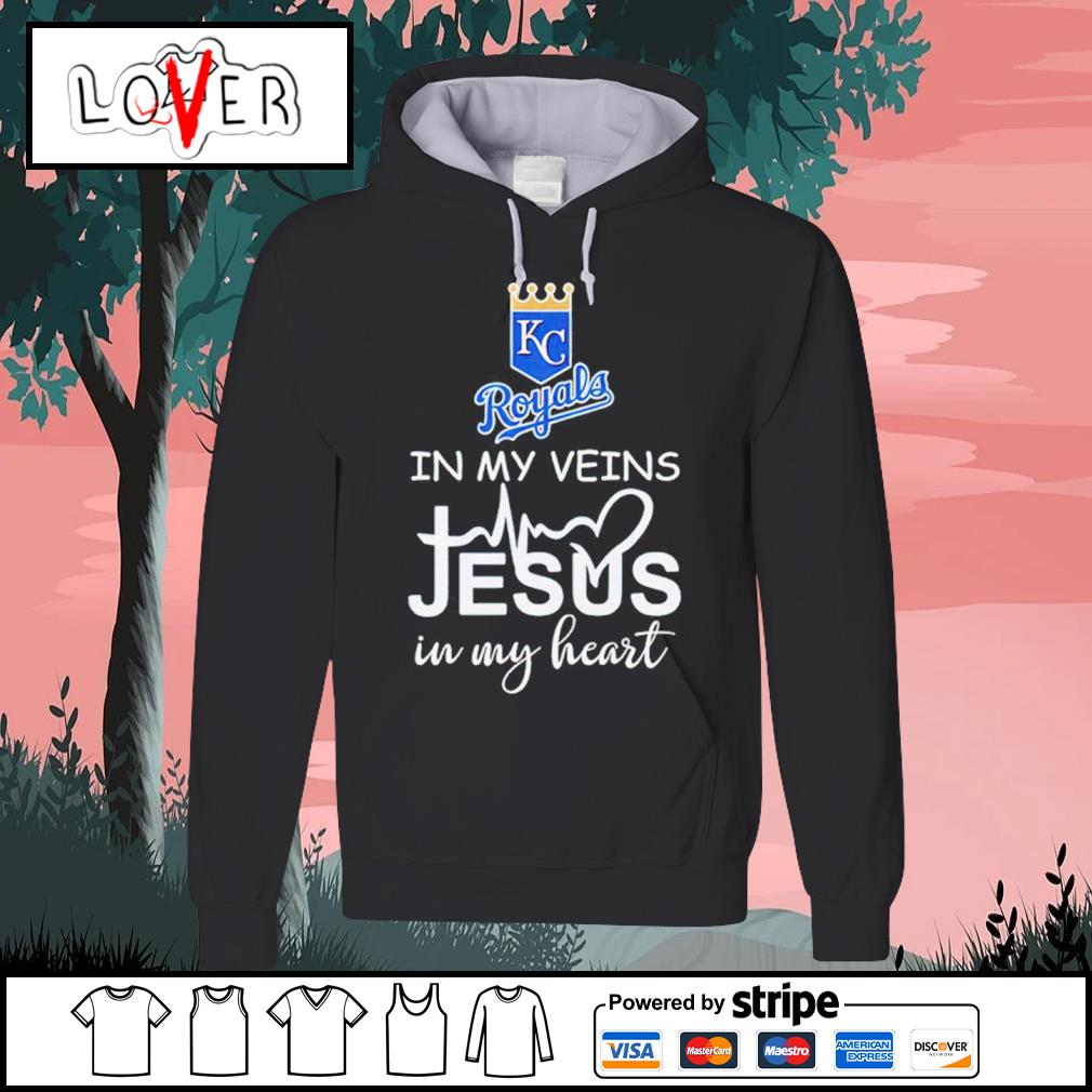 Awesome kansas City Royals Logo 2023 In My Veins Jesus In My Heart shirt,  hoodie, sweater, long sleeve and tank top