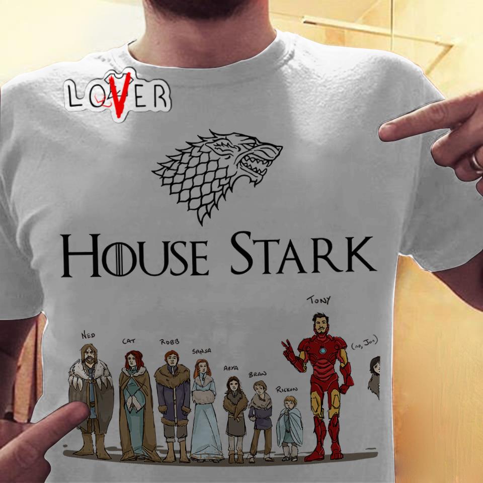 Avonturier afstand enz House Stark Game of Thrones and Iron Man Tee Shirt