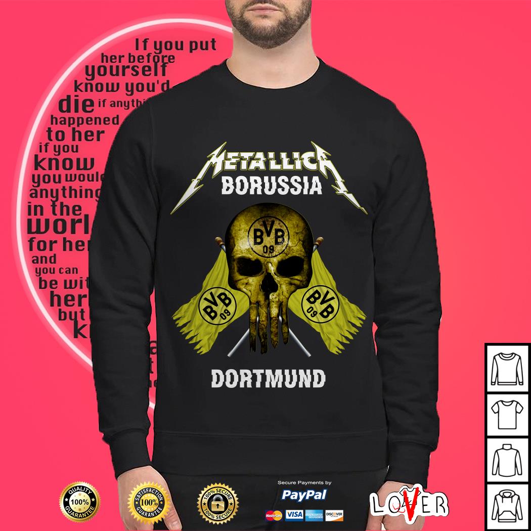 tegenkomen Schrijf een brief Internationale Skull Metallica Borussia Dortmund shirt, hoodie, sweater